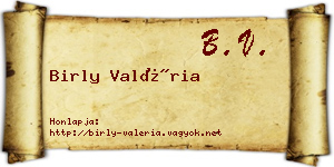 Birly Valéria névjegykártya